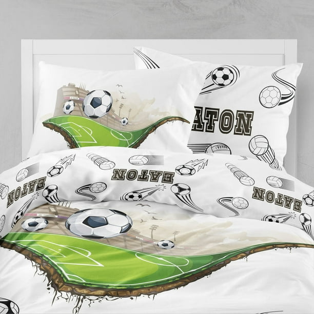 Ropa de cama de niño futbolista, Juego de cama de niño futbolista,