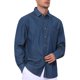 thumbnail image 5 of Camisa de mezclilla para exteriores de manga larga con bolsillo en el pecho para hombre, S, azul oscuro, 5 of 6