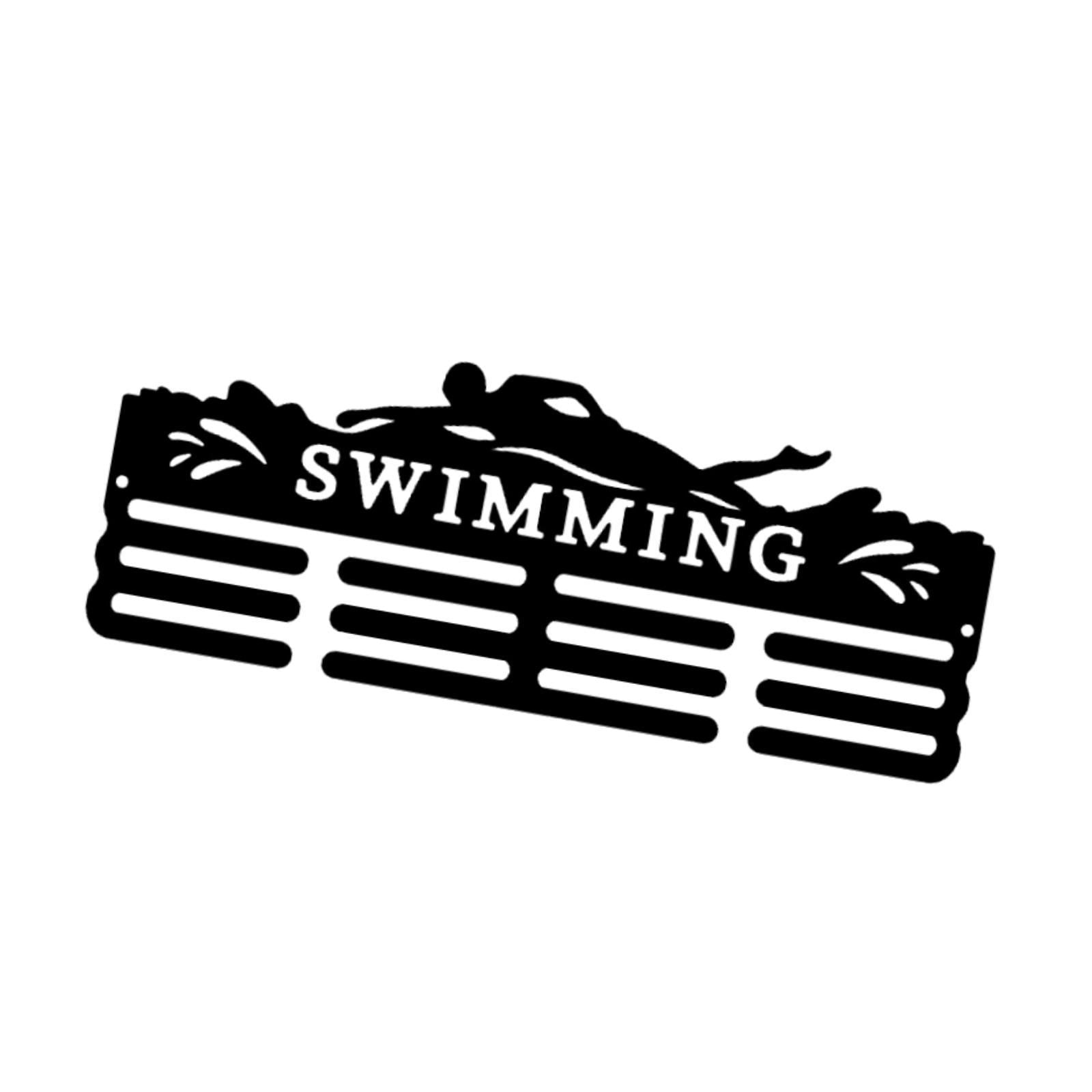 Magideal - Soporte Para Exhibición De Medallas, Fácil De Instalar, Organizador De Metal Para Deportes, Marco Para Exhibir Medallas De Carreras, Colgador De Pared Nadar