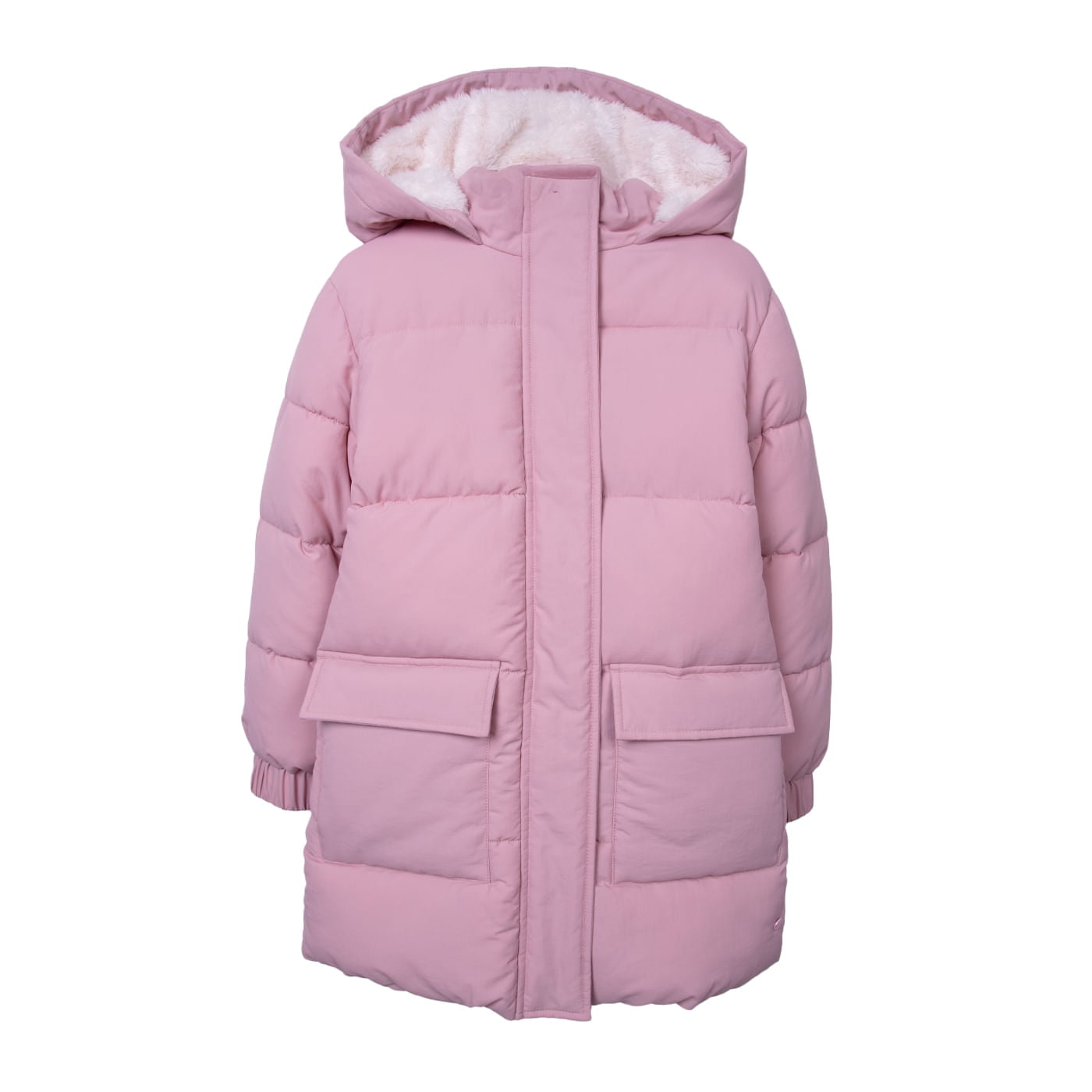 Pillin - Parka Niña Larga Forro Térmico Con Gorro Rosado