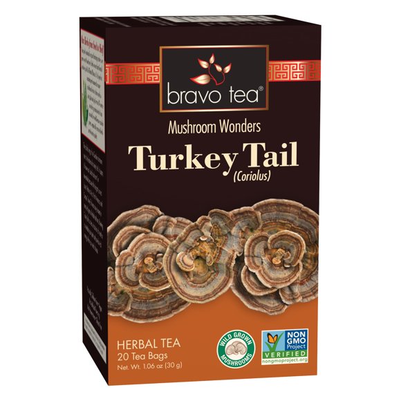Herbal Tea Bravo Tea, cola de pavo y hongos, 20 bolsitas