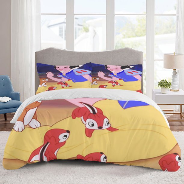 Snow White Bedding Sets Cartoon Duvet Cover Lightweight 3 Piece Bet Sets for Kids Boys Girls