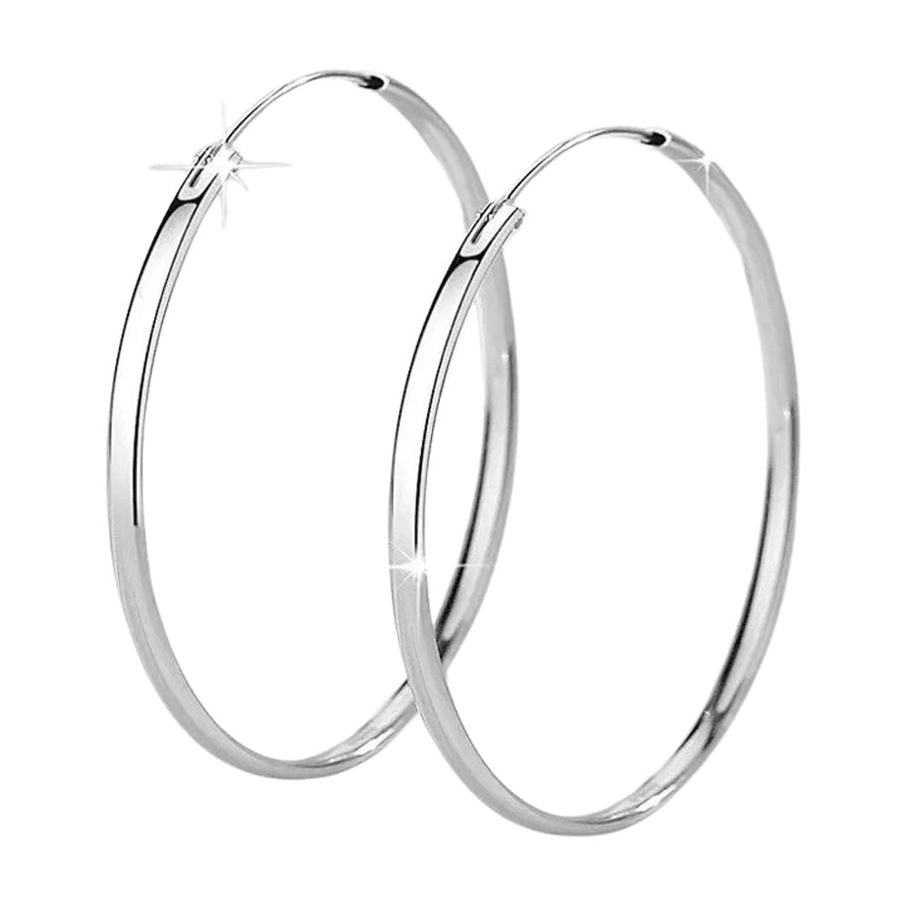 Fershop - Aros Plata Argolla Borde Ovalado 50 Mm