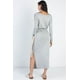 thumbnail image 3 of Vestido Maxi Básico de Manga Midi Gris Jaspeado M, 3 of 5