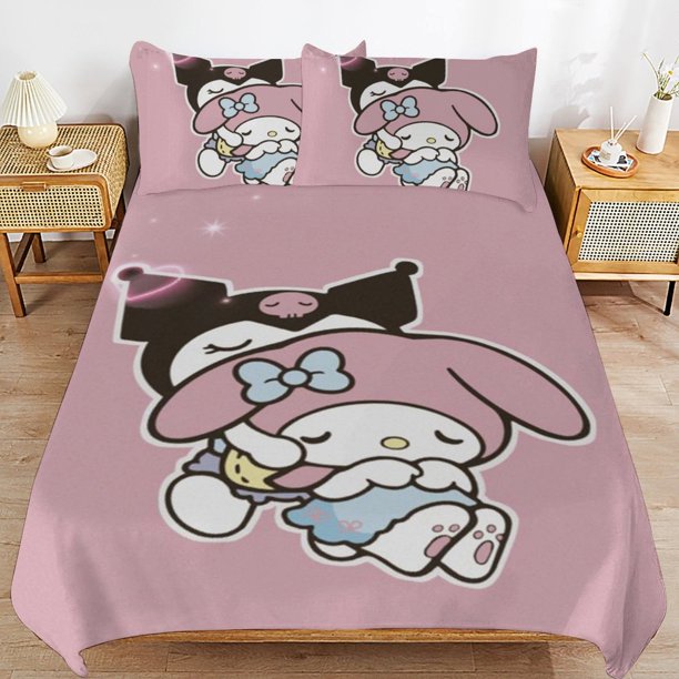 Kuromi & My Melody Duvet Cover Set 3 Piece Bedding Set Double Sided Printing Decorative Comforter Cover Set