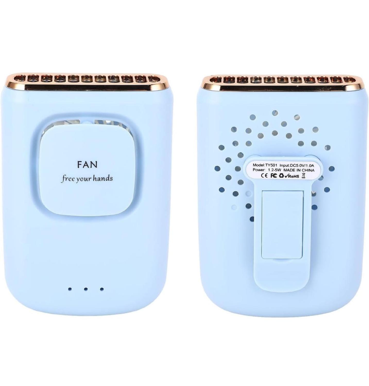 Genérico - Ventilador De Cuello Colgante Portátil Recargable Celeste