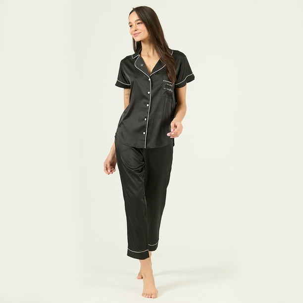 Pijama de Mujer Roma Pantalon Manga Corta Negro