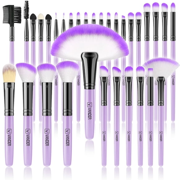 Set de brochas de maquillaje Vander Professional, 32 unidades, con bolsa, color morado