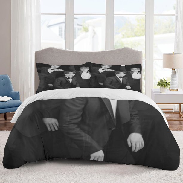 BTS Bedding Sets Cartoon Duvet Cover Lightweight 3 Piece Bet Sets for Kids Boys Girls