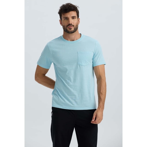 Polera Hombre Básica Con Bolsillo Celeste