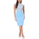 thumbnail image 2 of INSPIRE CHIC Vestido de Tubo para Mujer Cuello Redondo Sin Mangas Cintura Alta Vestido de Trabajo con Parches Azul Claro XS, 2 of 6