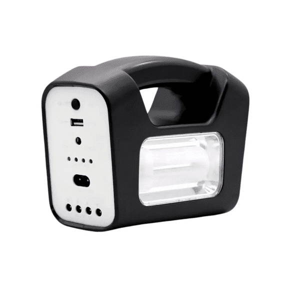 Kit Emergencia Solar Panel Camping Linterna Led Ampolletas Blanco Negro