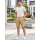 thumbnail image 2 of INSPIRE CHIC Pantalones Cortos Cargo para Hombre con Cintura Elástica con Cordón, Bolsillos y Diseño de Bloques de Color L Caqui, 2 of 5