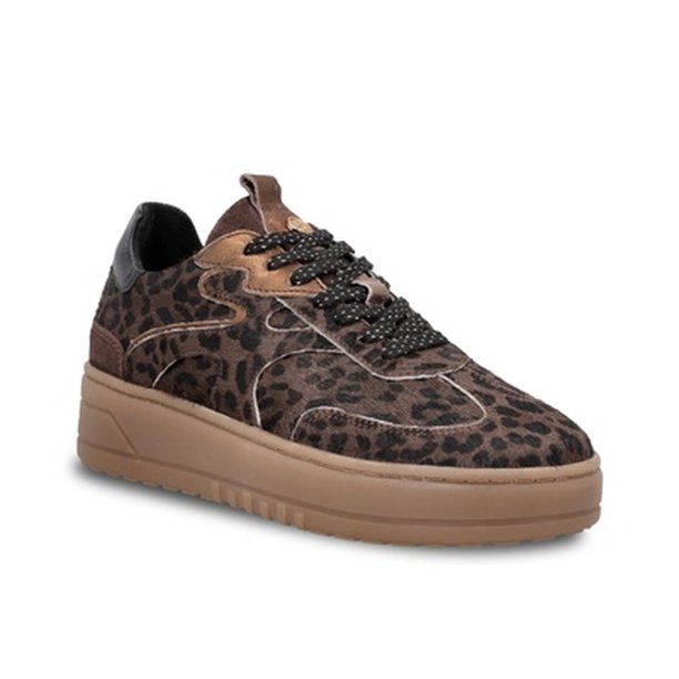 Zapatillas Mujer Cuero Animal Print Café Oscuro Poelman cafe 40