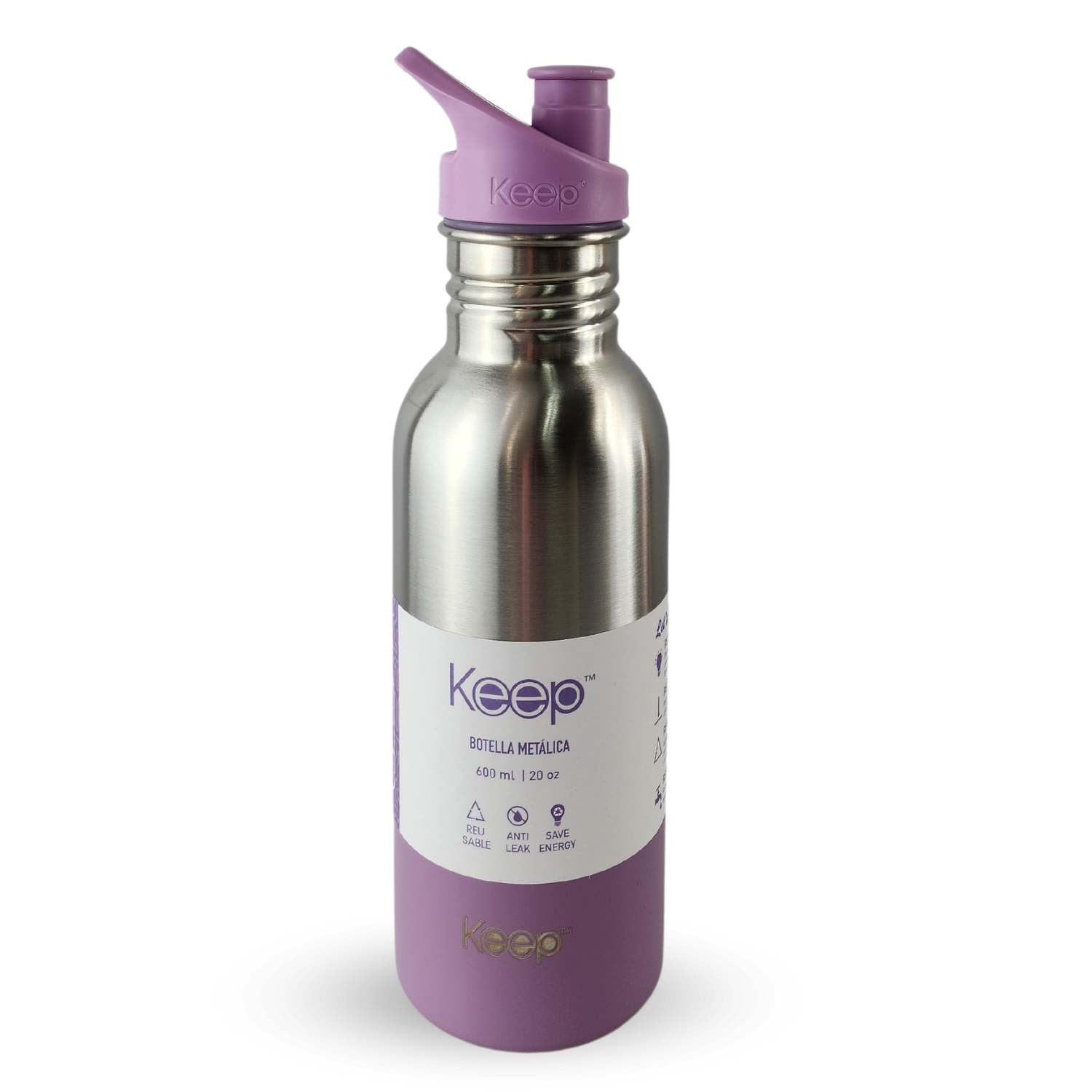Disparo - Botella Metalica Keep 600ml Bebidas Deporte Lila
