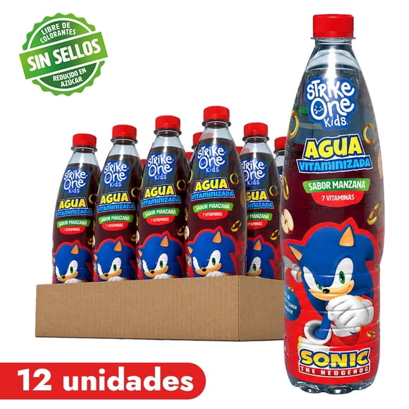 Sonic - Manzana (500 ml). Agua Vitaminizada StrikeOne Kids 12 unidades.