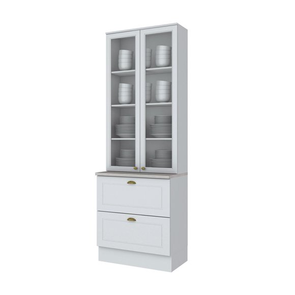 Cristalera Capal Cocina 2 Puertas 2 Cajones Blanco