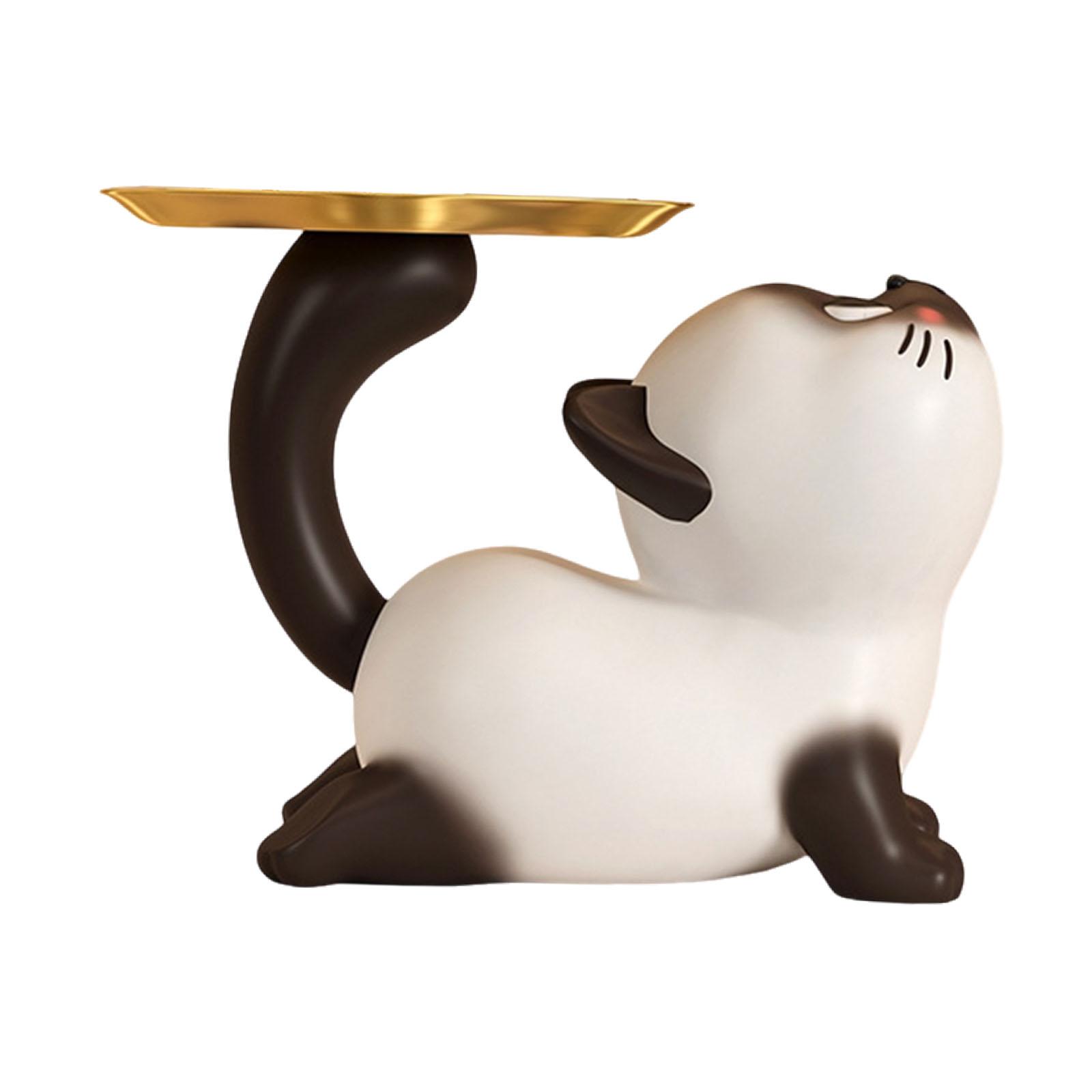 Magideal - Estatua De Gato De Resina, Escultura De Animal, Arte Artesanal, Adorno De Escritorio, Divertido Llavero, Plato De Dulces Para Estante De Sala De Estar