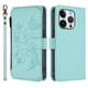 thumbnail image 2 of Funda Cartera Mariposa para [iPhone 14 Pro] con Soporte y Cremallera Verde menta, 2 of 6