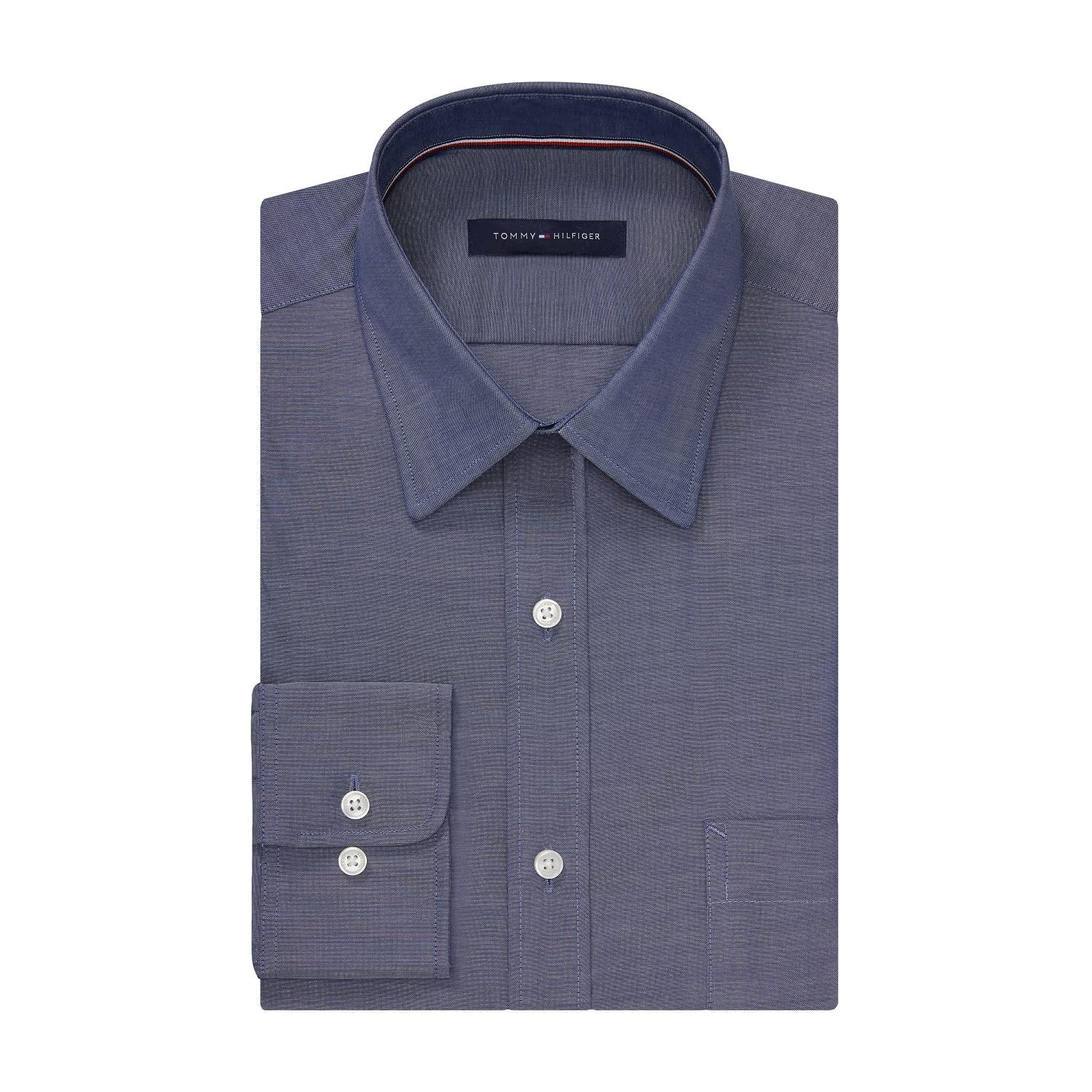 Camisa De Vestir Tommy Hilfiger, Corte Regular, No Planchar, Azul Noche