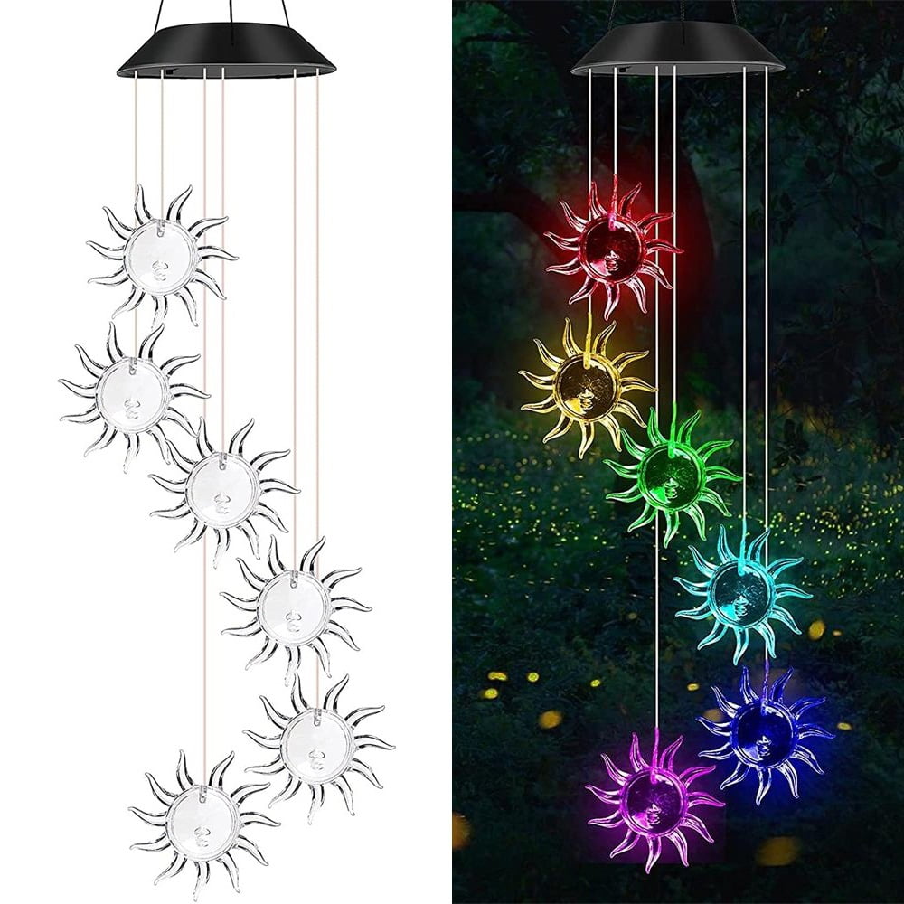 Xusx111 - Sun Flower Solar Wind Chimes,grading Regalo De Cumpleaños,perfecto Para Patio Decoración De Patio De Luz Solar Para Navidad