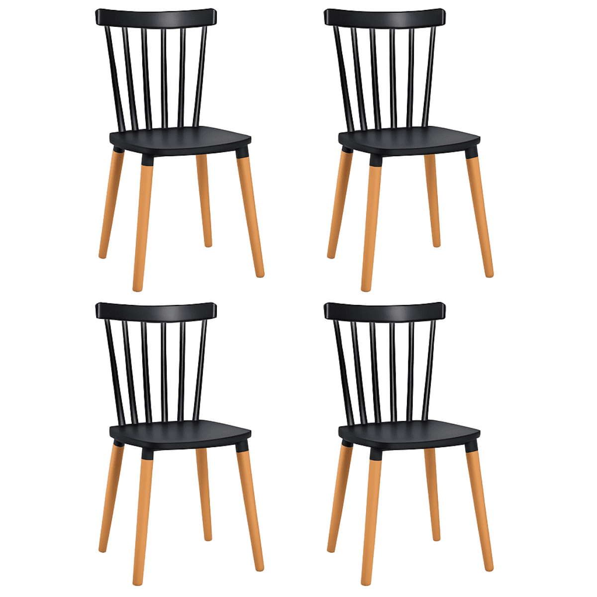 Moboi - Pack 4 Sillas Windsor Para Comedor O Terraza Negras