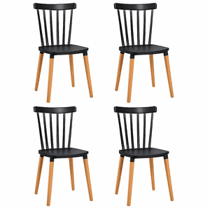 Moboi - Pack 4 Sillas Windsor Para Comedor O Terraza Negras