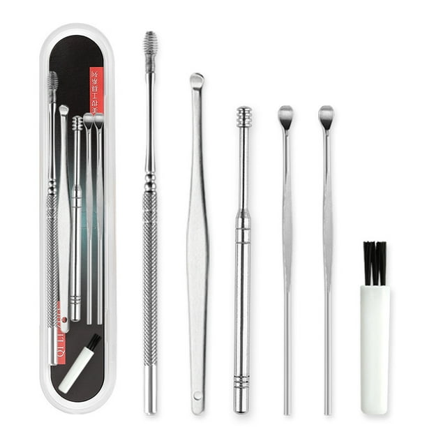 6Pcs/Set Stainless Steel Ear Care Cleaning Tool Earpick Cleaner Curette Spoon Health Care Earpick Ear Wax Pickers Remover Tool