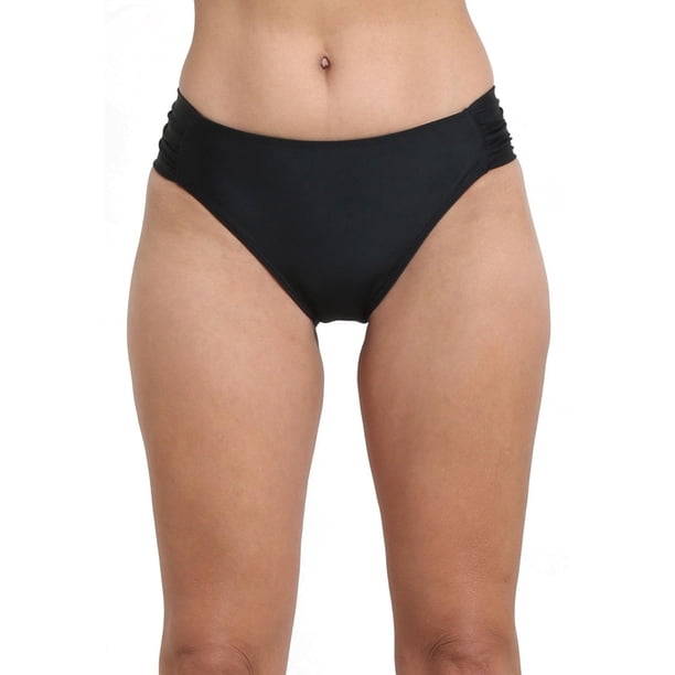 Bikini clásico costados drapeados negro Talla XL