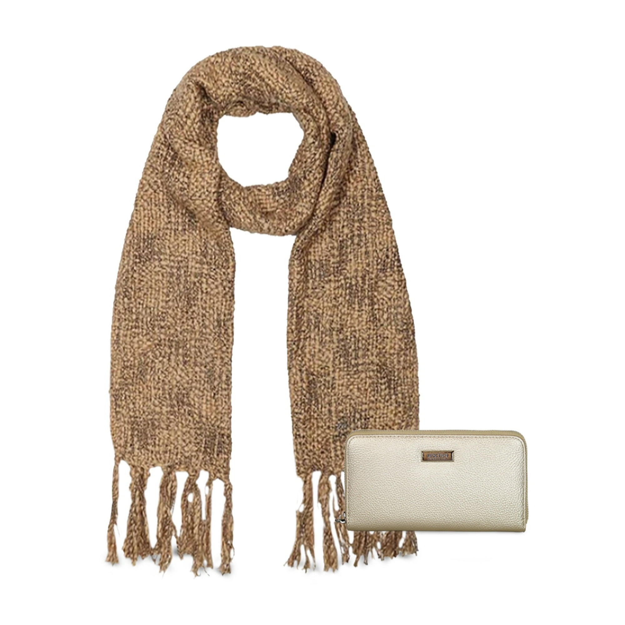 Kubayoff - Kenneth Cole - Pack Bufanda Camel + Billetera Calixta Gold