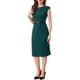 thumbnail image 4 of INSPIRE CHIC Vestido Elegante de Mujer con Mangas Cortas y Cinturón para el Trabajo Vestidos de Tubo Azul Verde XL, 4 of 6