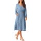 thumbnail image 4 of INSPIRE CHIC Vestidos de Otoño para Mujer de Manga Larga con Cuello en V Floral Bohemio Flowy Midi Vestido L Azul, 4 of 5