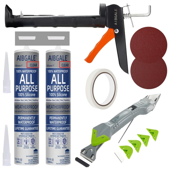 Kit de herramientas para calafateo AIBGALE con pistola para sellador de silicona 2 x 300 ml
