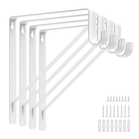 Soportes para barra de armario APOCHON Heavy Duty, paquete de 4, color blanco