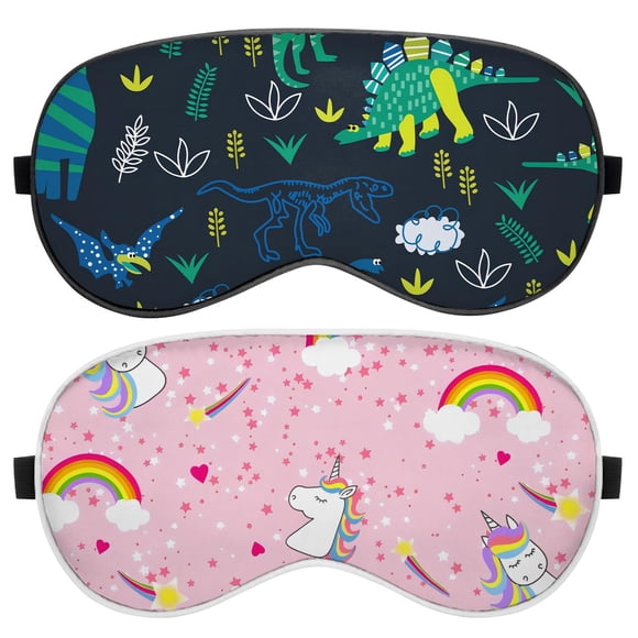 Mascarilla para dormir BHAHB 2 piezas de seda 20x10 cm Dinosaurios y Unicornio
