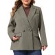 thumbnail image 1 of Blazer de Tweed para Mujer de Talla Grande Agnes Orinda con Solapa de Muesca, Doble Botonadura, Manga Larga, Cuadro de Pata de Gallo, Casual de Negocios, Talla 3X Marrón, 1 of 7