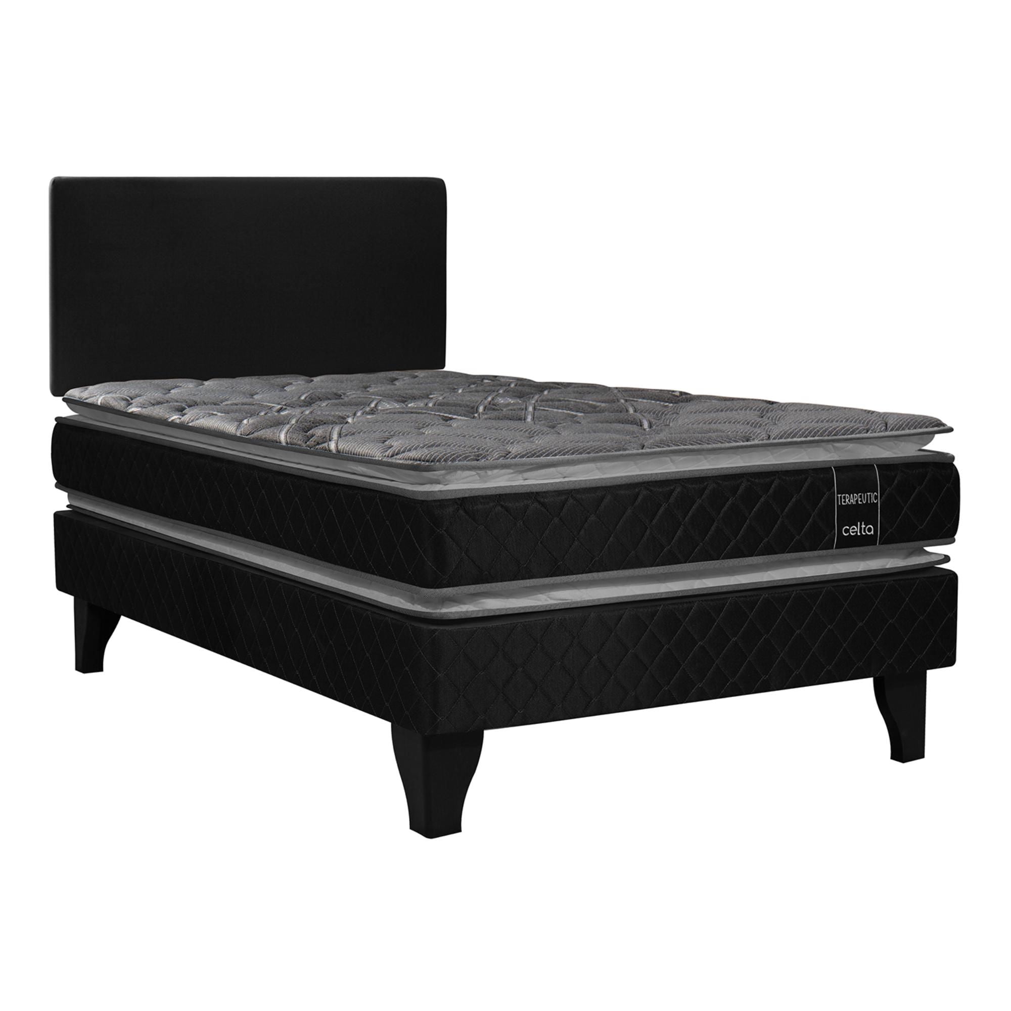 Celta - Cama Europea Terapeutic + Respaldo Tela 1.5 Plaza Base Normal