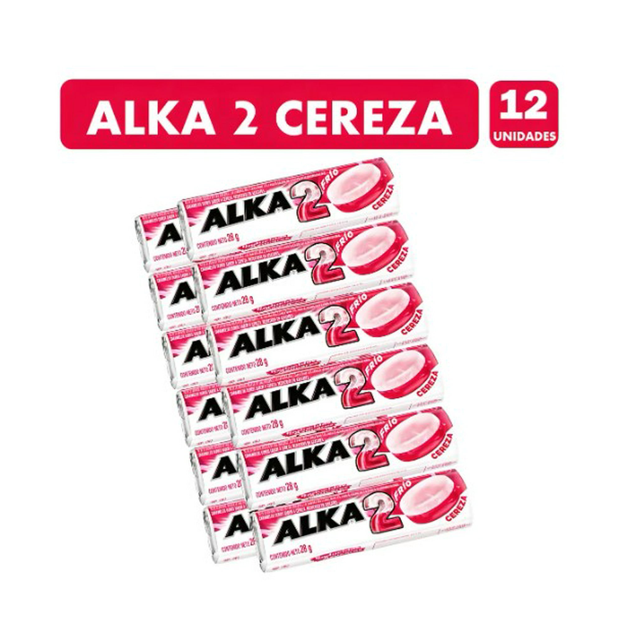 Arcor - Alka 2- Caramelos Con Sabor A Cereza (caja Con 12 Unidades)