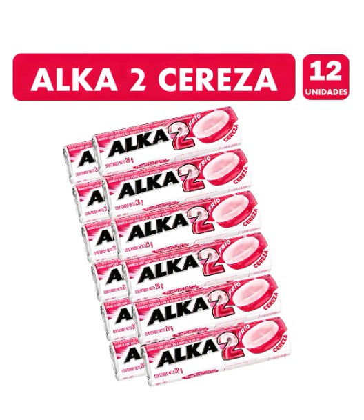 Arcor - Alka 2- Caramelos Con Sabor A Cereza (Caja Con 12 Unidades)