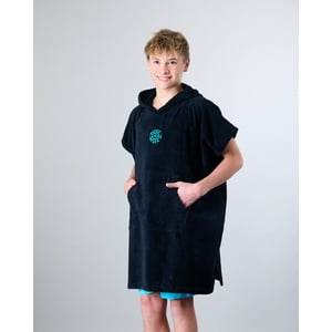 Toalla Poncho De Playa Niño Surf Negro Polemic