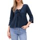 thumbnail image 1 of INSPIRE CHIC Blusa casual con peplum para mujer, manga 3/4, cuello en V con lazo, dobladillo con volantes, blusa de verano M azul oscuro, 1 of 6