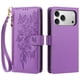 thumbnail image 2 of Funda Billetera Floral en Relieve iphone17 pro con Tarjetero y Cremallera Morado, 2 of 6