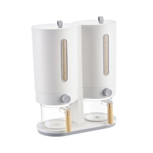 Magideal - Arroz Sellado, Organización Cocina, Alimentos Con Taza Medidora, Granos, Contenedor Almacenamiento Blanco Gris