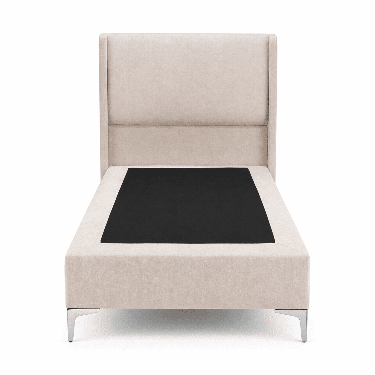 House Decor Fd - Base De Cama Premium 1.5 Plaza + Respaldo De Cama Liso Curvo Lino Beige