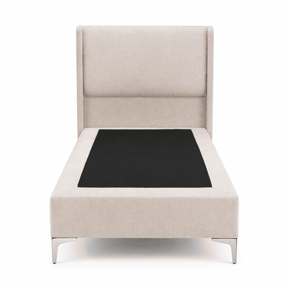 Base de cama Premium 1.5 plaza + Respaldo de cama liso curvo lino beige