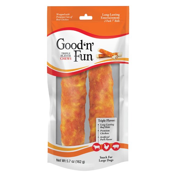 Mordedor Rawhide Good n Fun Triple Flavor 7 pulg Vacuno Pollo