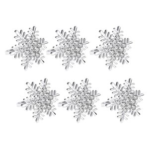 Bothyi - 6 Uds Anillos Para Servilletas De Copo De Nieve Hebilla De Servilleta Metálica Para Boda Cena De Navidad Argent