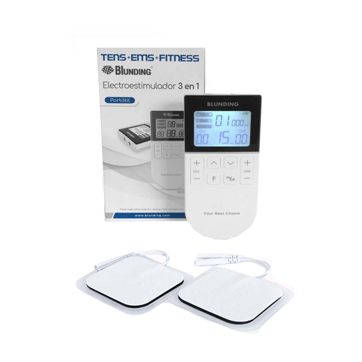 Blunding - Tens-ems 2 Canales + 4 Electrodos + 2 Cables