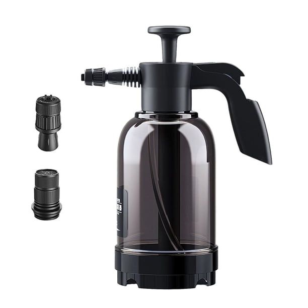 Pulverizador de Espuma con Bomba de Lavado de Coches de 2L, Rociador de Agua de Lanza de Regadera Continua a Presión Manual para El Hogar, Césped, Rie , negro