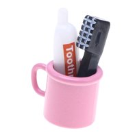 Magideal - Accesorios De Baño Para Casa De Muñecas, 3 Piezas, Miniatura, Regalo De Cumpleaños, Modelo De Escena De Baño, Accesorios De Escena, Adorno Decorativo, Rosa